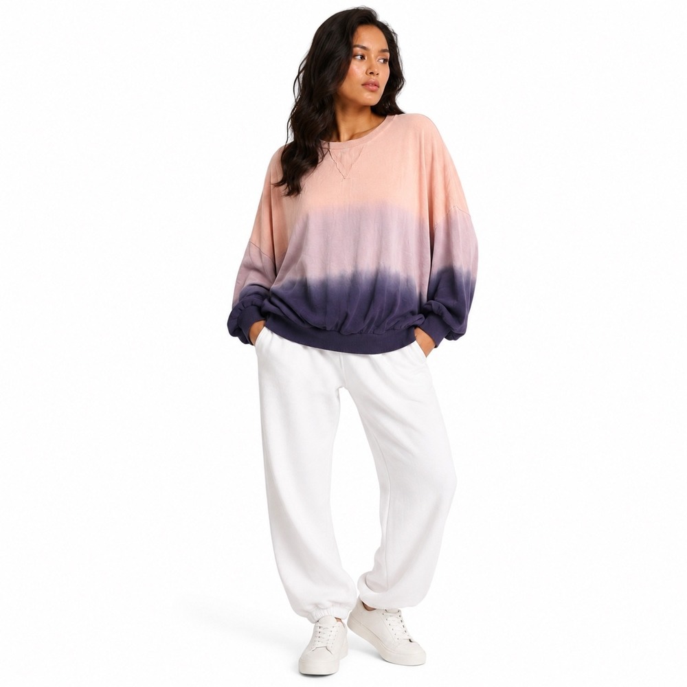 Young Fabulous & Broke Womens Sweatshirt Ombre Pink Purple M Y2K Boho Lounge
